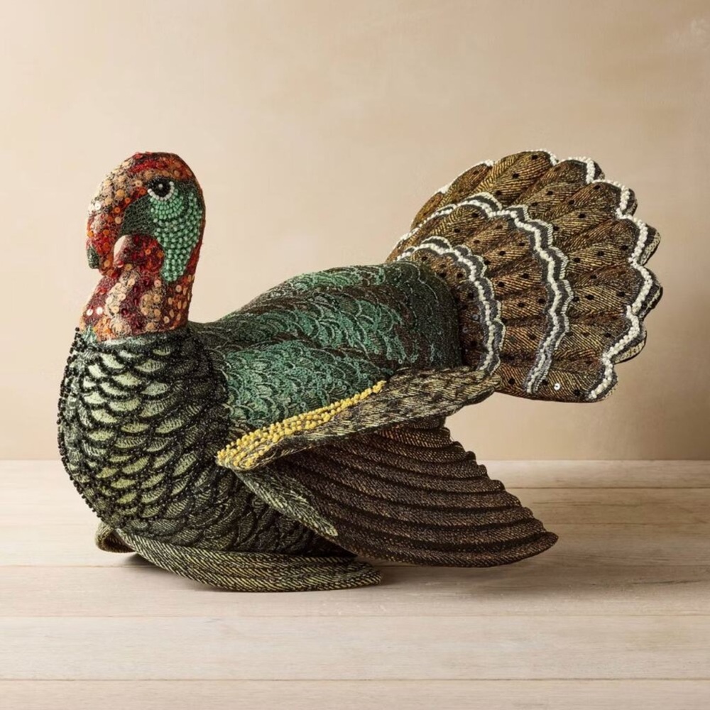 NWT Beaded Turkey Pillow . John Derian for Target